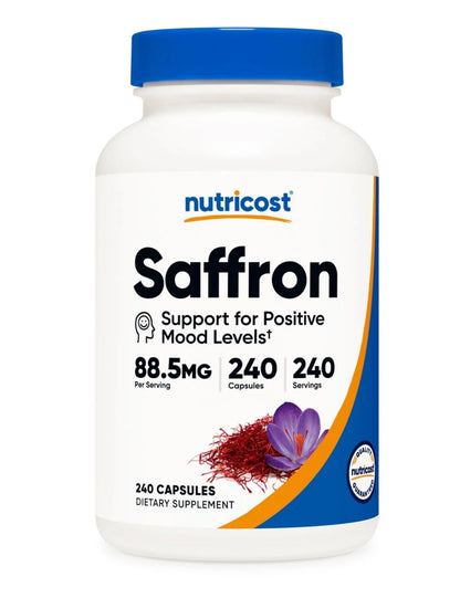 Nutricost Saffron Extract 88.5 mg | Supports Positive Mood | Helps Support Healthy Eating Habits | 240 Capsules; Exp 06/2028