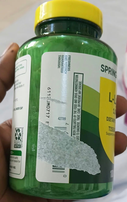 Spring Valley L-Lysine 1000mg | Supports Immune System and Lip Health | Antiviral | 100 Tablets; Exp❗️ NONE (10/2028 batch) 👉🏽Check last Picture