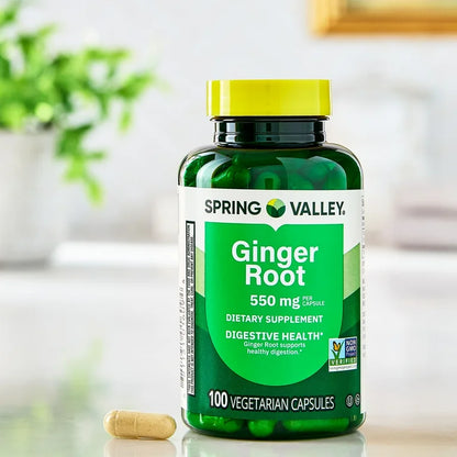 Spring Valley Ginger Root 550 mg | Digestive Health Support | Nausea & Bloating Relief | 100 Capsules; Exp❗️ UNCLEAR 07/2028 👉🏽Check last picture