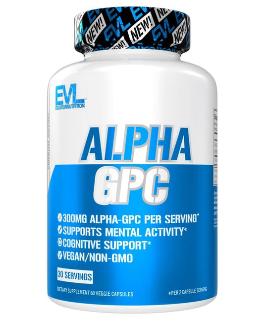 EVL Alpha GPC 600 mg Choline | Nootropics | L-alpha-glycerylphosphorylcholine | Bioavailable Source of Choline | Acetylcholine Precursor & Mood Booster | Brain, Memory & Focus Support | 60 Capsules; Exp 08/2027