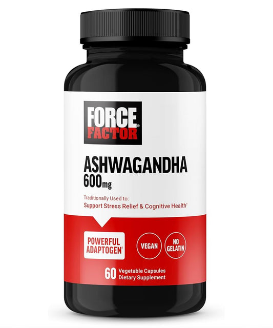 FORCE FACTOR Ashwagandha 600mg | Adaptogens to Support Stress and Cognitive Health | Promotes Calm & Relaxation | 60 Capsules; Exp 03/2028