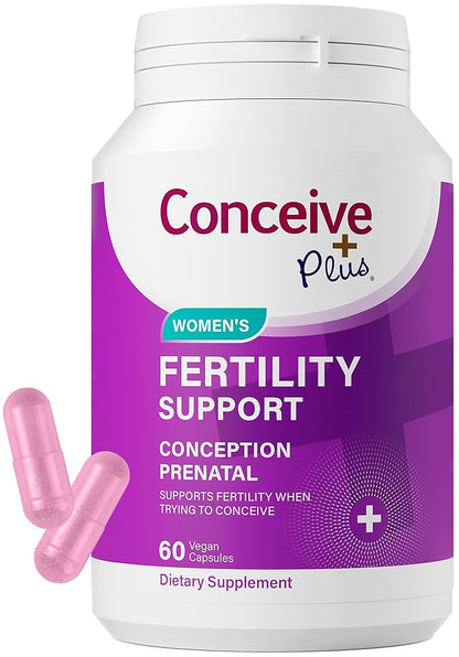 CONCEIVE PLUS Women's Fertility Support | Conception Prenatal Supplements for Her | Aids Hormonal Balance & Regular Cycles | With 23 Fertility Boosting Ingredients | 60 Capsules; Exp 08/2028 *New look