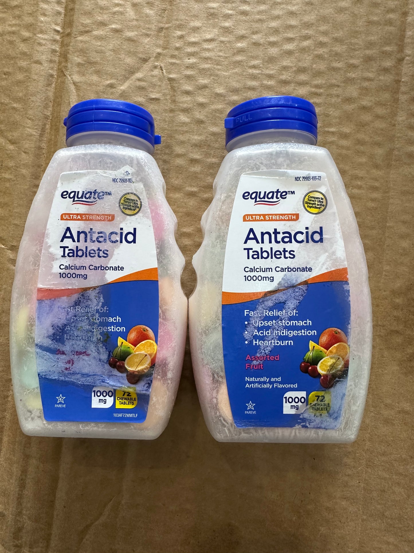 Equate Ultra Strength Antacid Calcium Carbonate 1000mg | Assorted Fruit Flavor ~ 72 Chewable Tablets; Exp 12/2026 - ROUGH PACK, See last picture