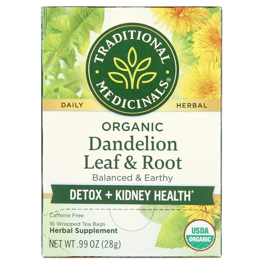 Traditional Medicinals Organic Dandelion Leaf & Root Tea | For Detox  | Supports Kidney Function & Healthy Digestion | 16 Tea bags Exp 09/2027