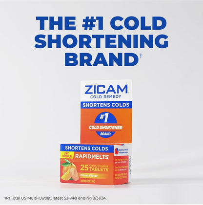 Zicam Cold Remedy Zinc RapidMelts | Homeopathic Cold Shortener | 𝗖𝗶𝘁𝗿𝘂𝘀 𝗙𝗹𝗮𝘃𝗼𝗿 ~25 Quick Dissolve Tablets; Exp 11/2026