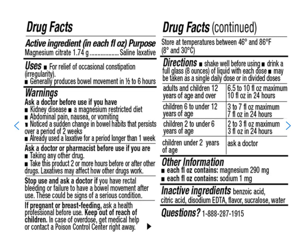 Equate Magnesium Citrate Saline Laxative | Relieves of Occasional Constipation | Cherry Flavor ~ 10oz/296ml; Exp 05/2029