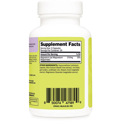 Wellah Magnesium Glycinate 210mg |  High Absorption Magnesium Bisglycinate | Improves Sleep & Promotes Relaxation | 90 Capsules; Exp 01/2029