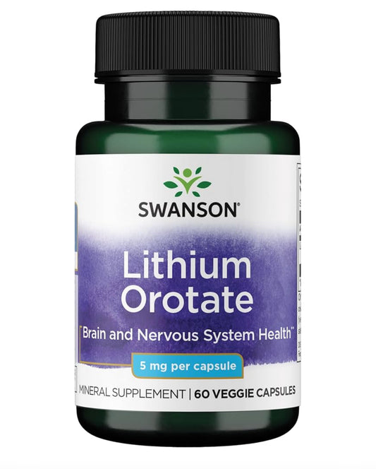 Swanson Lithium Ororate 5mg | Brain and Nervous System Health |
Supports Healthy Mood, Emotional Wellness, Behavior, Memory and Neurotransmitter Activity | 60 Capsules; Exp 05/2028