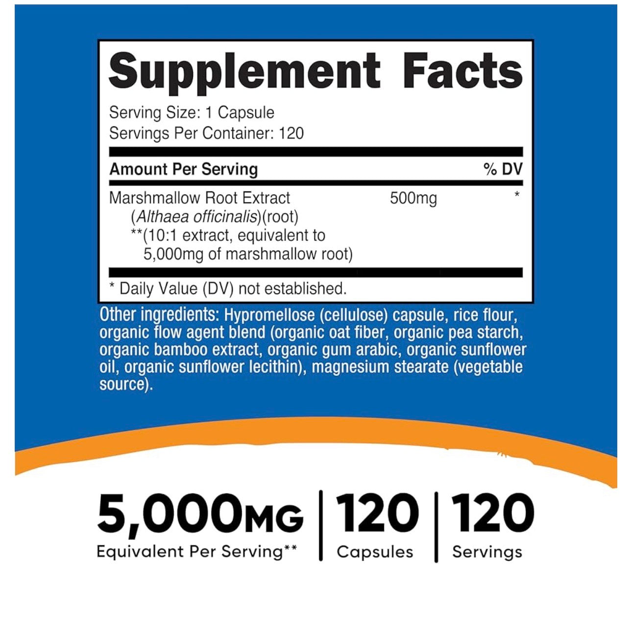 Nutricost Marshmallow Root 5000mg | Supports Digestive, Respiratory & Skin Health | Soothes the Mucus Membranes Lining of the Gastrointestinal Tract | 120 Capsules; Exp 03/2029