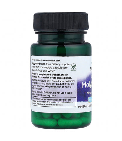 Swanson Albion Chelated Molybdenum 400 mcg | Metabolic Support | 60 Capsules; Exp 03/2028