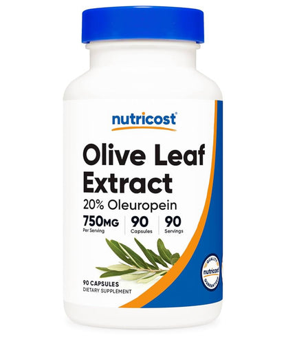 Nutricost Olive Leaf Extract 750 mg | 20% Oleuropein | Boosts Immune System | Supports Healthy Inflammatory Response & cardiovascular health | 90 Capsules; Exp 10/2027