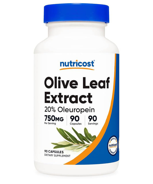Nutricost Olive Leaf Extract 750 mg | 20% Oleuropein | Boosts Immune System | Supports Healthy Inflammatory Response & cardiovascular health | 90 Capsules; Exp 10/2027