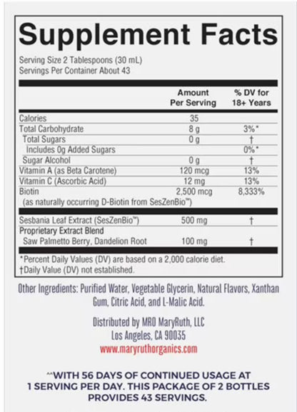 MaryRuth's Daily Liquid Hair Formula | Supports Hair Growth | Blueberry Pomegranate Flavor ~ 22 fl.oz; Exp 06/2027