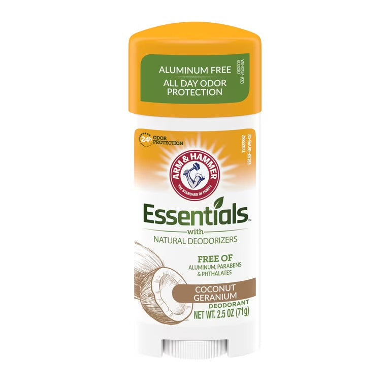 ARM & HAMMER Essentials Deodorant | Aluminium-Free | COCONUT GERANIUM | Solid Stick | 2.5oz /71g
