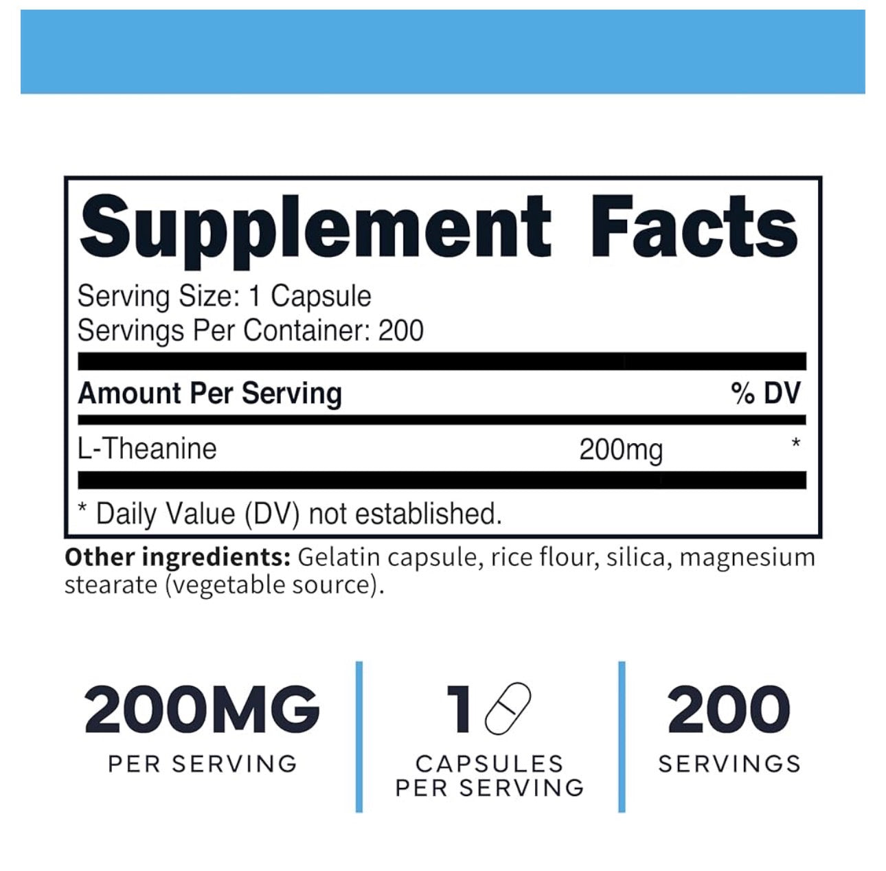 TypeZero L-Theanine 200mg Double Strength | Reduces Stress & Anxiety | Improves Sleep Quality & Mental Focus | 200 Capsules; Exp 07/2028