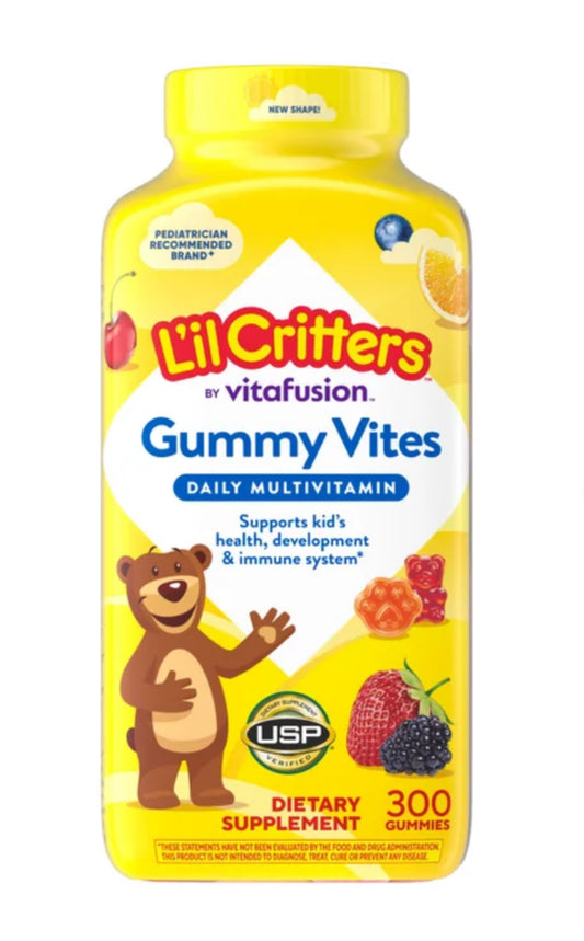 Lil Critters Gummy Vites Children Daily Multivitamin | With a Boost of Vitamins C & D | For Kids Aged 2 Years & Above | 300 Gummies; Exp 11/2026 (New Look)