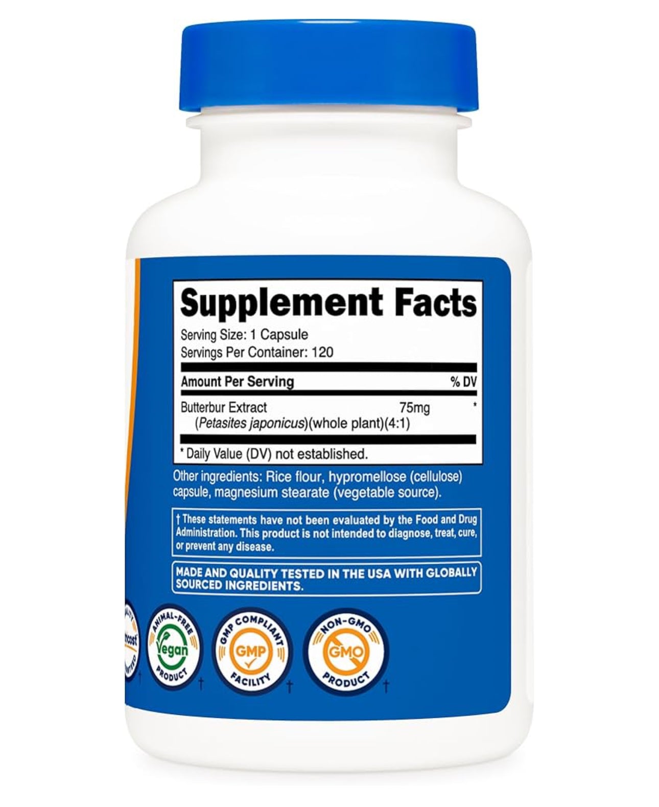 Nutricost Butterbur Extract 75mg | A.k.a Coltsfoot | Free of Pyrrolizidine Alkaloids | Reduces Frequency of Migraines & Relieves Symptoms of Allergic Rhinitis | 120 Capsules; Exp 04/2027