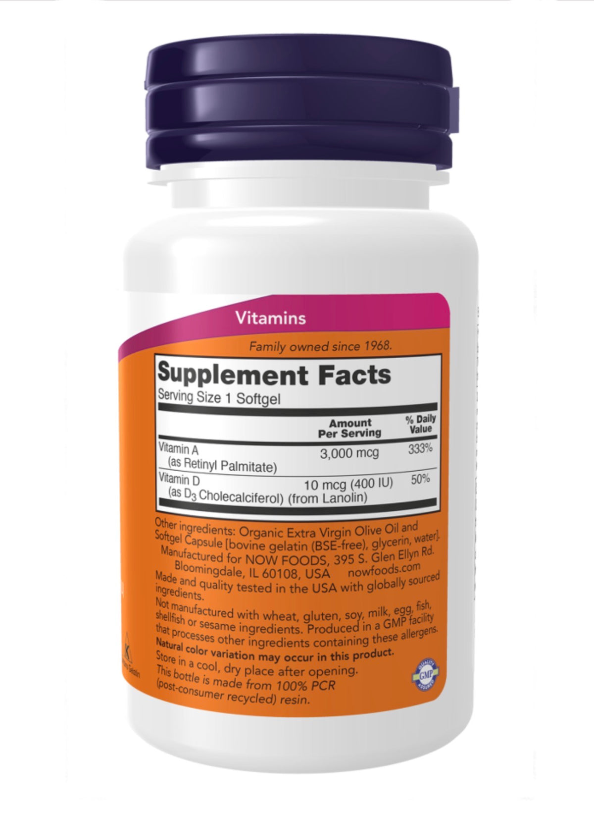NOW Vitamin A & D 10,000/400IU | Supports Skin, Bone, Teeth & Immune Health | 100 Softgels; Exp 04/2029