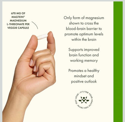 Swanson Magtein Magnesium L-Threonate 670mg | Supports Focus, Focus, Mood, Healthy Memory, Cognitive Function - 90 Capsules; Exp 05/2028