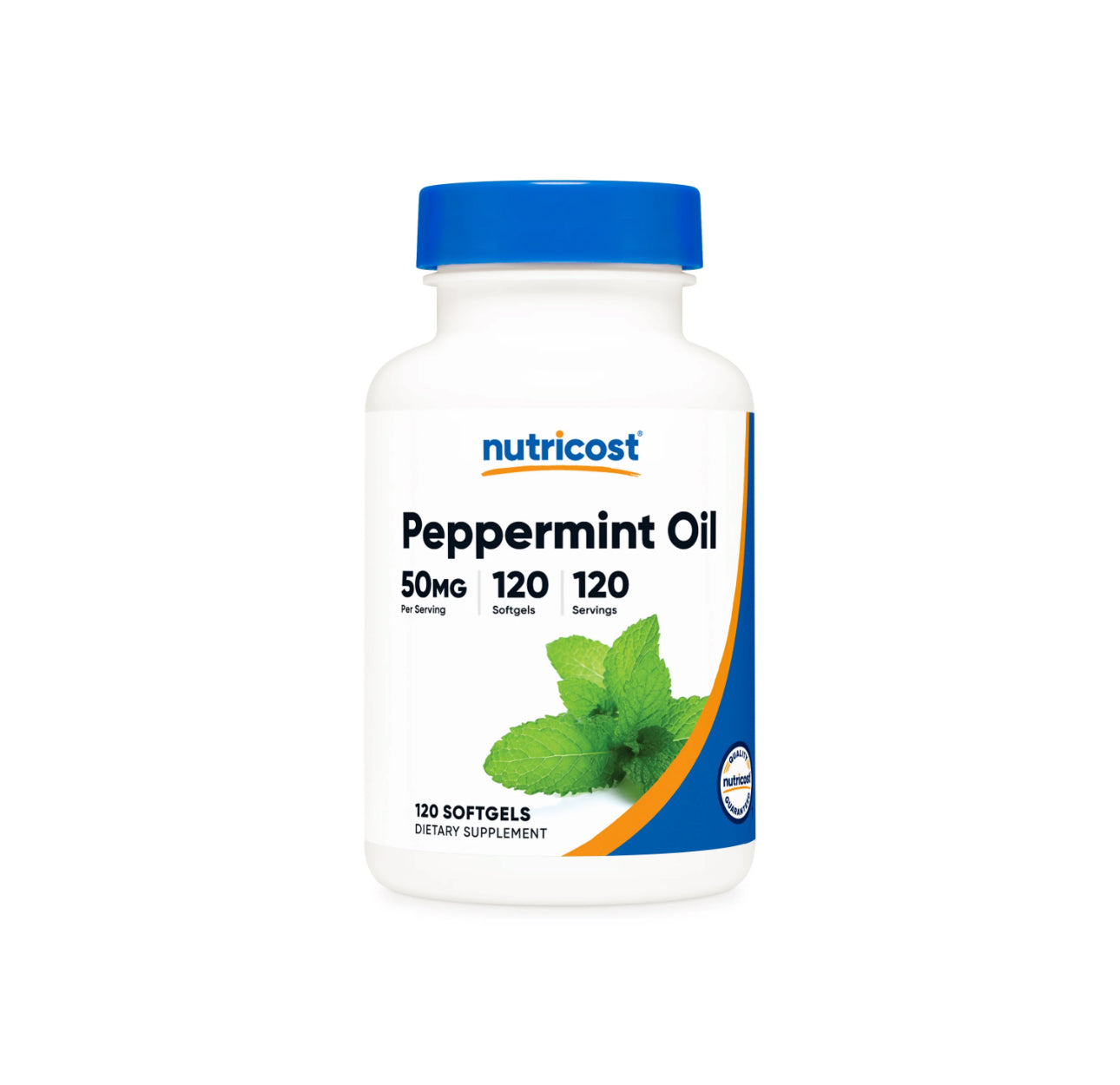 Nutricost Peppermint Oil 50mg | Freshens Breath | Improves Digestion | Calms Gastrointestinal Tract Upset | 120 Softgels; Exp 09/2027
