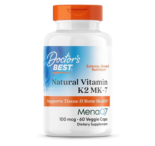 Doctor's Best Natural Vitamin K2 Mk-7 with MenaQ7 100mcg | Supports Bone Health & Soft Tissue Elasticity | 60 Veggie Capsules; Exp 02/2028