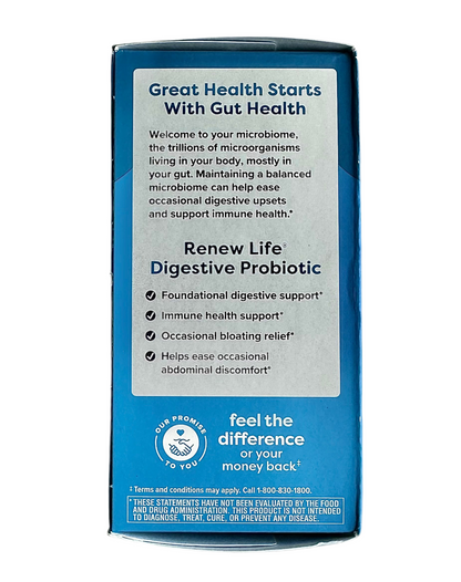 RenewLife Digestive Probiotic 50 Billion CFUs | Supports Immune, Digestive & Respiratory Health | 30 Vegetarian Capsules Exp 07/2026