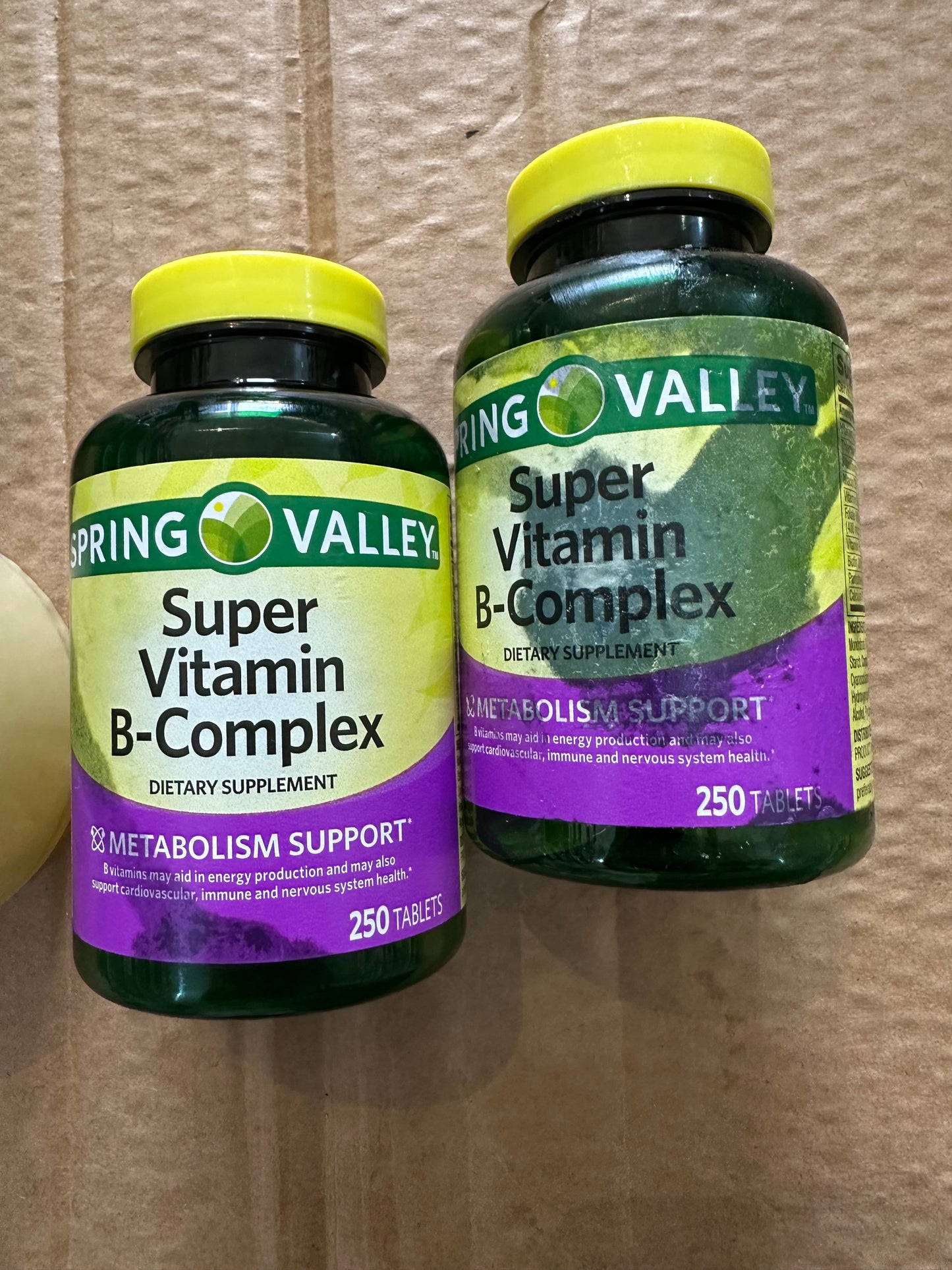 Spring Valley Super Vitamin B-Complex | Over 8 Month Supply | Supports Energy Production, Cardiovascular, Immune and Nervous System Health | 250 Tablets; Exp 09/2026 STAINED PACK-See last picture