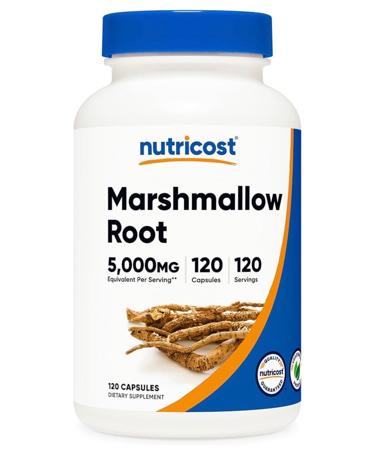 Nutricost Marshmallow Root 5000mg | Supports Digestive, Respiratory & Skin Health | Soothes the Mucus Membranes Lining of the Gastrointestinal Tract | 120 Capsules; Exp 03/2029
