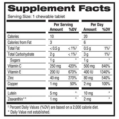 PreserVision AREDS 2 (by Bausch + Lomb - Eye Vitamin & Mineral Supplement | Contains Lutein, Vitamin C, Zeaxanthin, Zinc, Copper & Vitamin E | 60 Chewable Tablets; Exp 08/2025