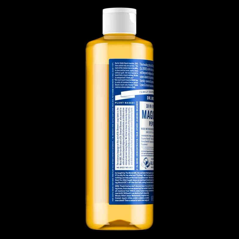 Dr. Bronner's Magic Soap, Peppermint, Pure-Castile Body Wash Liquid Soap | 16oz/473ml