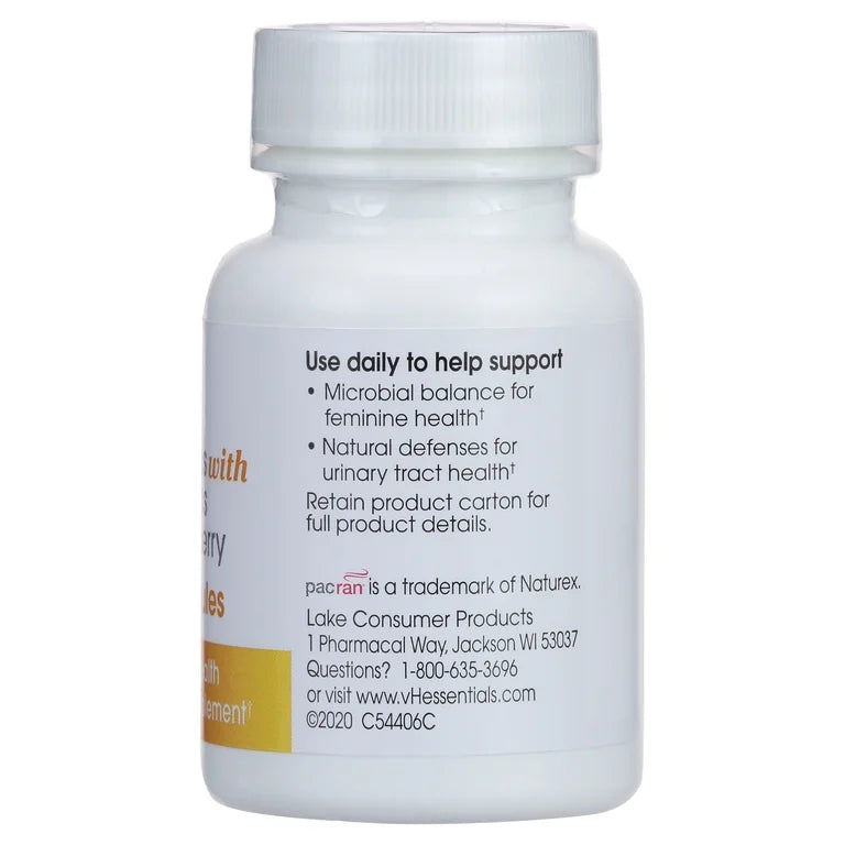 VH Essentials Probiotics With Prebiotics & Cranberry | For pH Balance, Vagina Odor Control, UTI Prevention & Improved Gut Health | 60 Capsules; [No Expiration Date Printed On It] - Old Packaging