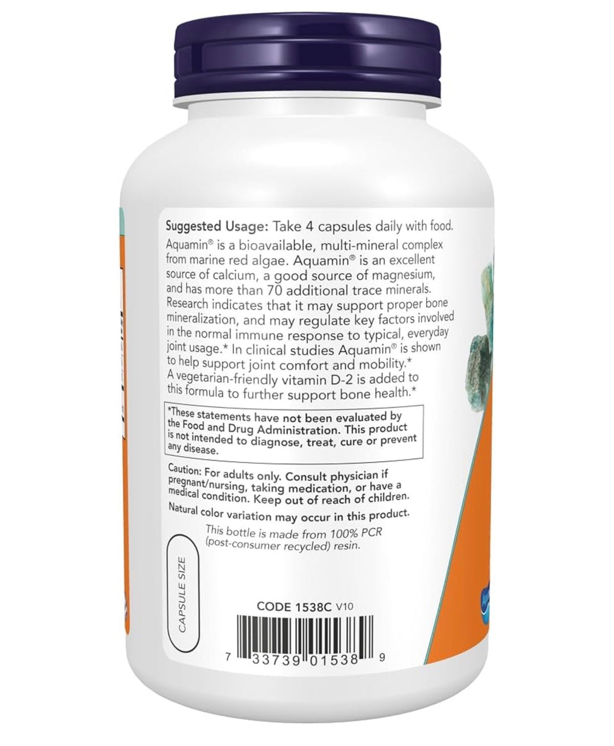 NOW Red Mineral Algae Plus Vitamin D-2 | Vegetarian Calcium & Magnesium | Supports Joint Health | 180 Capsules; 07/2028