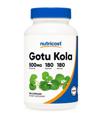 Nutricost Gotu Kola 500mg | Centella asiatica | Promotes Healthy Circulation to the Brain | Supports Longevity & Vitality |  Supports Vascular Health and Blood Flow | 180 Capsules; Exp 06/2027
