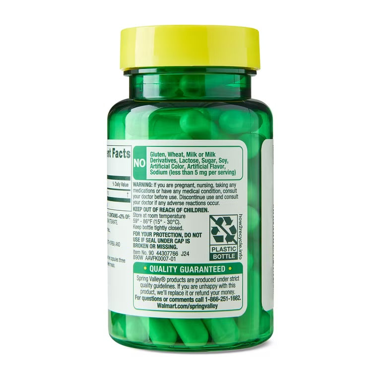 Spring Valley L-Arginine 1000mg | Energy & Cardiovascular Support | 50 Caplets; Exp 10/2027