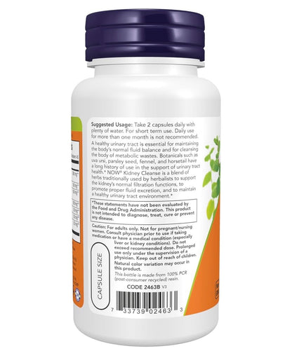 NOW Kidney Cleanse with Uva Ursi, Parsley Seed, Fennel & Horsetail | Short Term Support for Kidney & Urinary Tract | 90 Capsules; Exp 05/2029