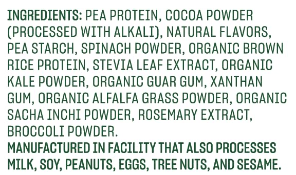 Vega Protein and Greens Protein Powder |  20g Plant Based Protein Plus Veggies | Vegan | Pea Protein for Women and Men | 16 Servings | CHOCOLATE 1.2lbs/521g; Exp Aug/2025