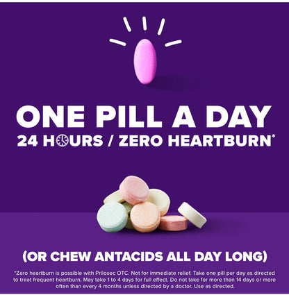 Prilosec OTC, Omeprazole Delayed Release 20mg, Acid Reducer | Treats Frequent Heartburn for 24 Hour Relief, All Day, All Night | 42 Tablets; Exp 01/2026
