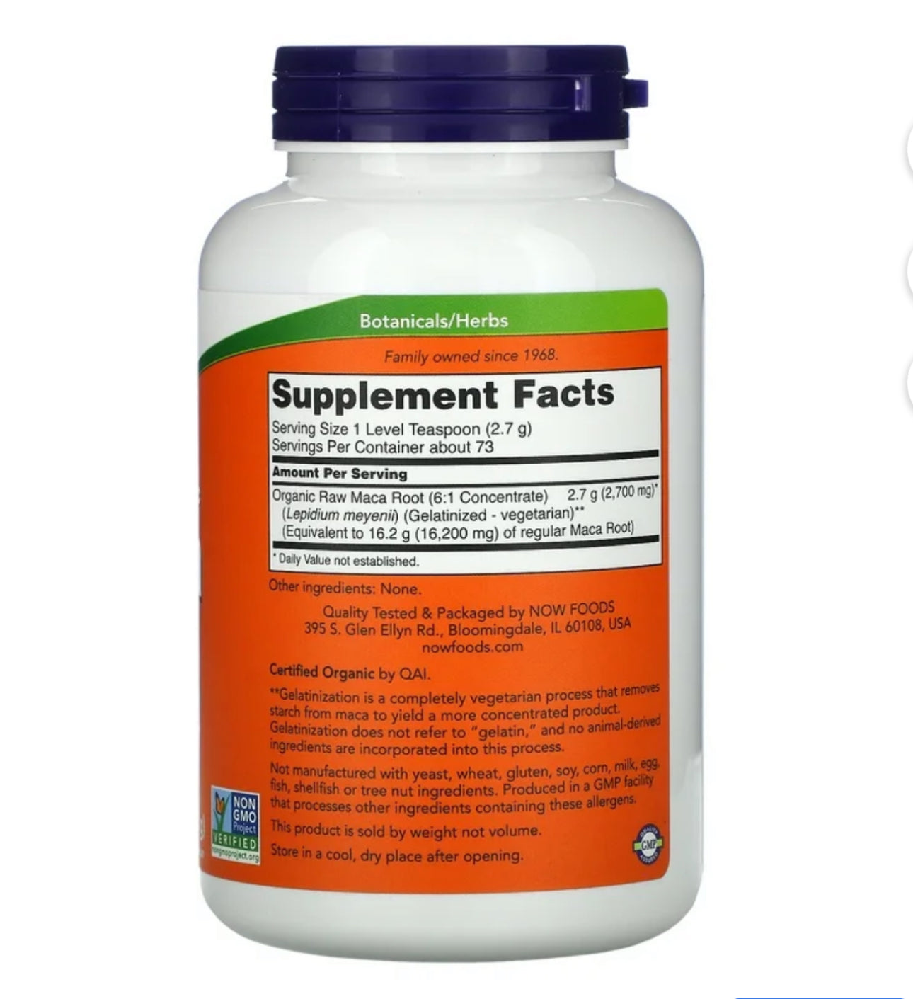 NOW Maca Pure Powder | Organic | Sexual & Reproductive Health | Supports Fertility | 7oz/198g; Exp 02/2028