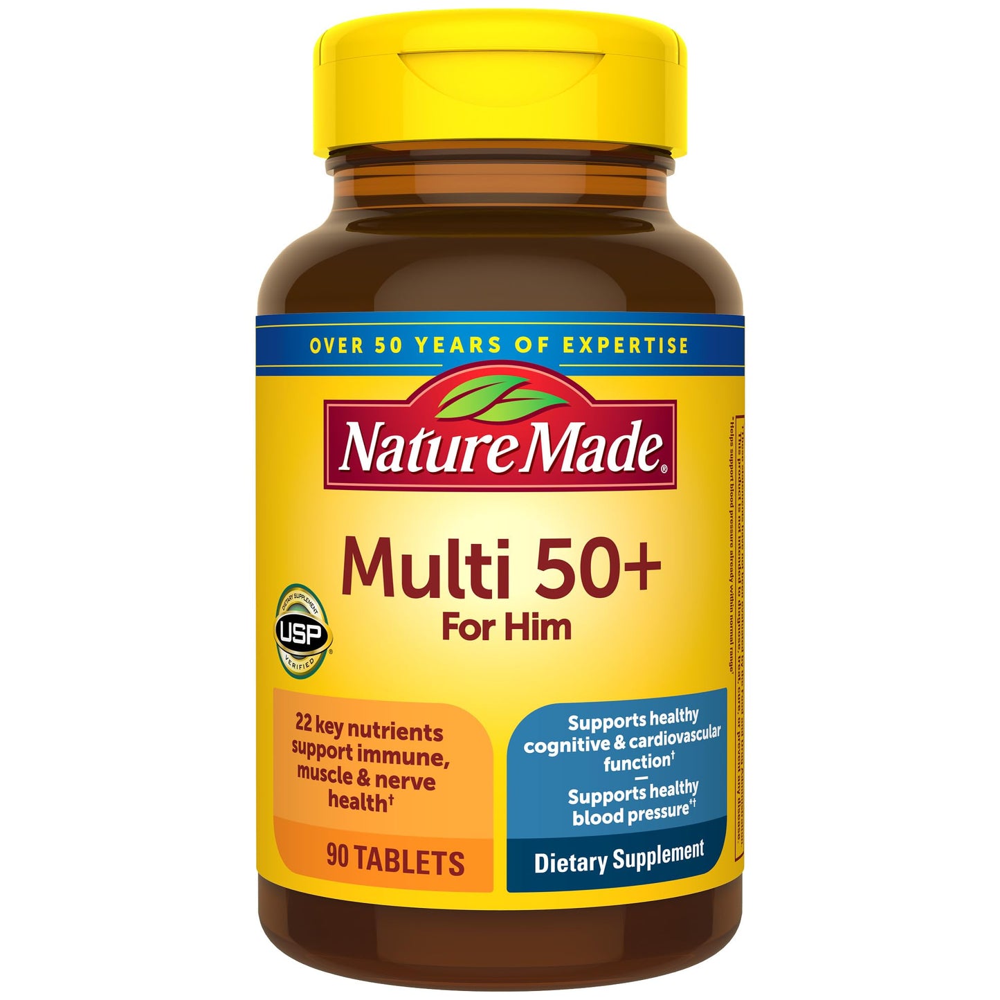 Nature Made Multivitamin For Him 50+ | 90 Day Supply | Daily Nutritional Support for Men over 50 | 90 Tablets, Exp 04/2026