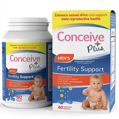 CONCEIVE PLUS Men's Fertility Support | for Healthy Sperm, Boosts Testosterone & Male Libido | Daily Fertility Multivitamin for Men | 60 Capsules; Exp 01/2028