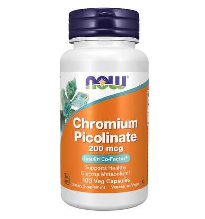 NOW Chromium Picolinate 200 mcg | Insulin Co-Factor | Supports Healthy Glucose Metabolism | 100 Capsules; Exp 04/2031