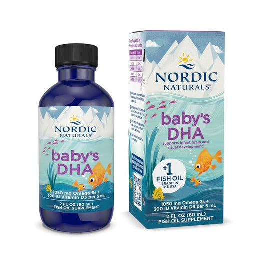 Nordic Naturals Baby’s DHA 1050 mg |  15 Day Supply | Plant-Based Omega-3 | Supports Brain & Vision Development in Babies | Unflavored ~ 2 fl.oz/60 ml; Exp 09/2028
