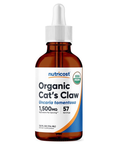 Nutricost Organic Cat's Claw Liquid Drops | Uncaria Tomentosa | 57 Servings | Immune & Antioxidant Support | Soothes Joint Discomfort &  Eases Symptoms of Osteoarthritis and Rheumatoid Arthritis | 3.8 Fl.oz/114ml; Exp 05/2028