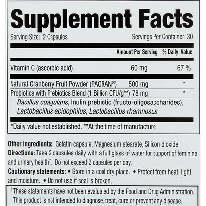 VH Essentials Probiotics With Prebiotics & Cranberry | For pH Balance, Vagina Odor Control, UTI Prevention & Improved Gut Health | 60 Capsules; [No Expiration Date Printed On It] - Old Packaging