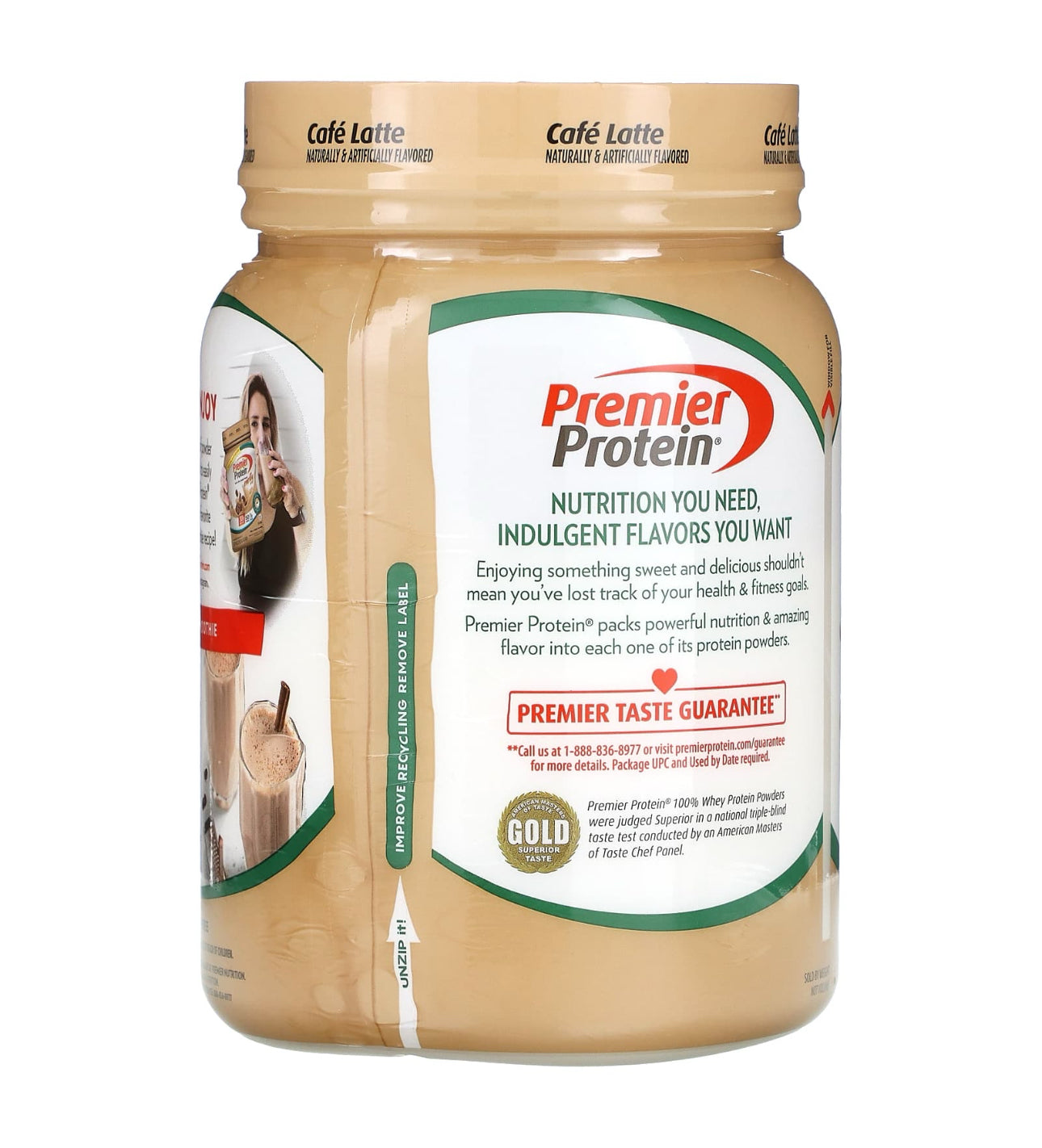 Premier Protein 100% Whey Protein Powder with Energy | 30g Protein | 150 Calories | Cafe Latte Flavor; 23.9oz (680g); Exp 09/2025