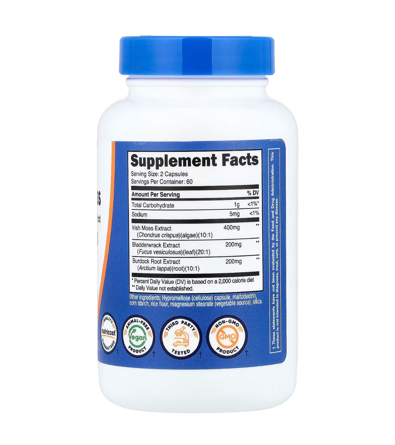 Nutricost Irish Sea Moss Extract with Bladderwrack & Burdock Root | 60 Servings | Supports Healthy Immune, Joint Function, Respiratory & Thyroid Health |  Helps Cleanse & Detoxify the Gut | Promotes Beautiful Skin | 𝟏𝟐𝟎 𝐂𝐚𝐩𝐬𝐮𝐥𝐞𝐬; Exp 03/2028