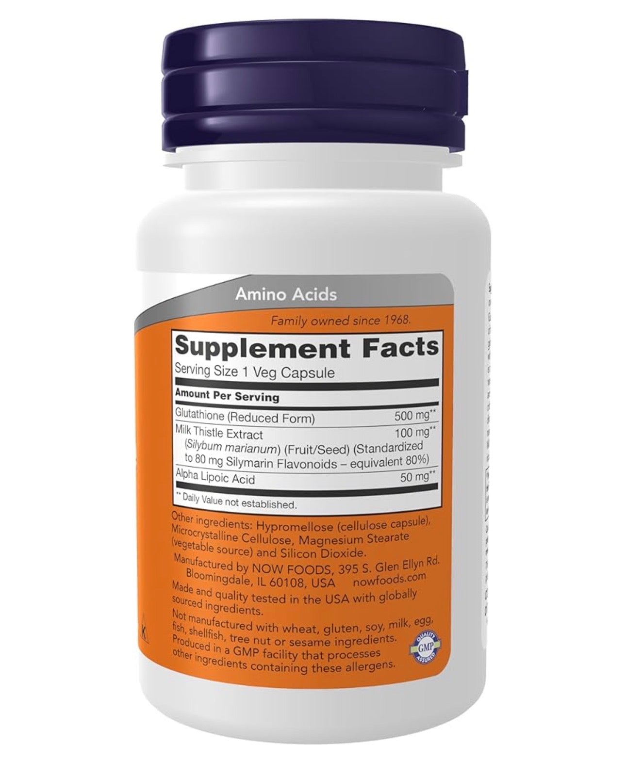 NOW Glutathione 500mg | With Milk Thistle Extract & Alpha Lipoic Acid | Free Radical Neutralizer | 30 Veg Capsules; Exp 10/2029