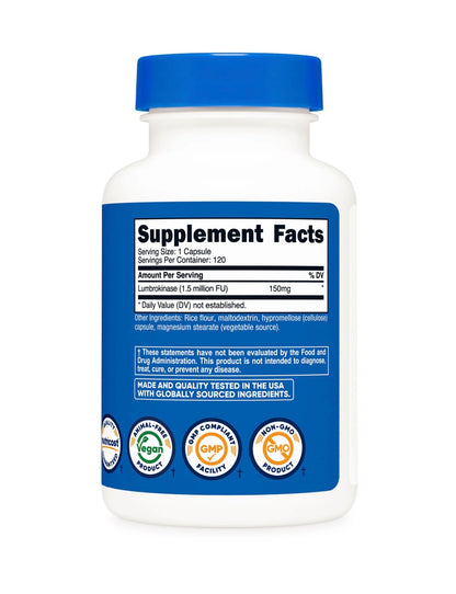 Nutricost Lumbrokinase | 150mg per Serving | Supports Cardiovascular Function | Helps with Hypercoagulation | Breaks Down Blood Clots & Reduces Blood Viscosity | 120 Capsules; Exp 12/2028