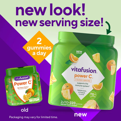 Vitafusion Power C Vitamin C Gummies | Immune Support | For Healthy Glowing Skin | Orange Flavored | 220 Gummies; Exp 11/2025