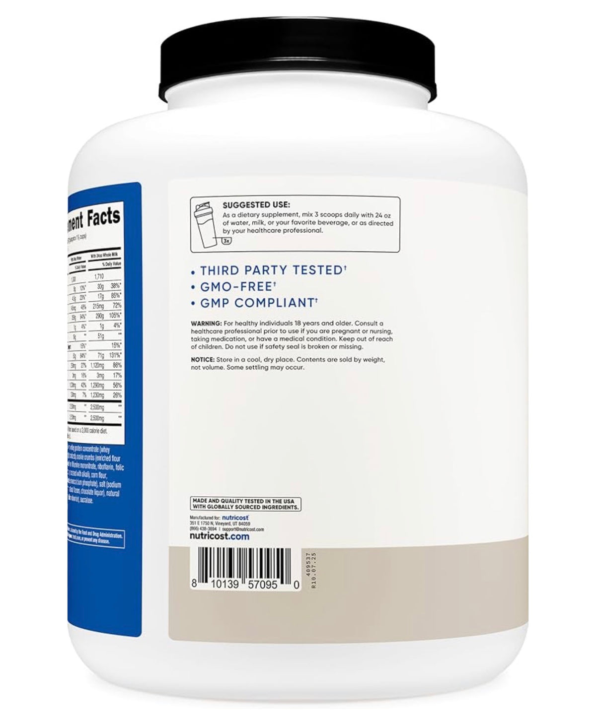 Nutricost Mass Gainer Powder with Creatine (2500mg) and L-Glutamine (2500) | 50 Grams of Protein & 1300 Calories Per Serving | Cookies N Cream Flavor ~6.9 lbs/3.124kg; Exp 05/2029